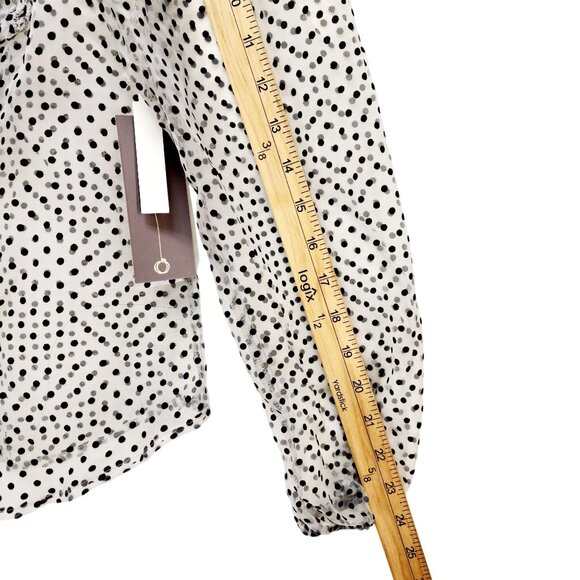 Magofina Rico Womens Polka Dot Sheer Long Sleeve Blouse Ruffle Detailing Size S - Picture 7 of 8